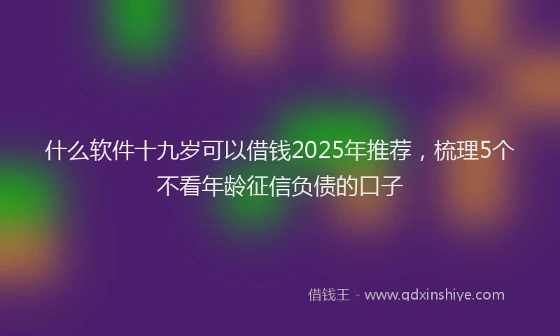 什么软件十九岁可以借钱2025年推荐，梳理5个不看年龄征信负债的口子