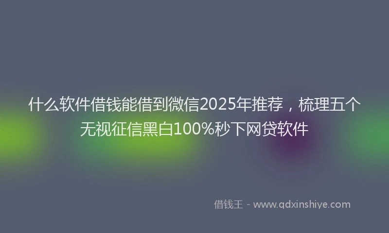 什么软件借钱能借到微信2025年推荐,梳理五个无视征信黑白100%秒下网贷软件