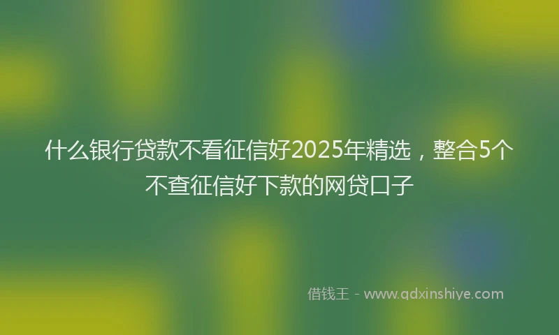 什么银行贷款不看征信好2025年精选，整合5个不查征信好下款的网贷口子