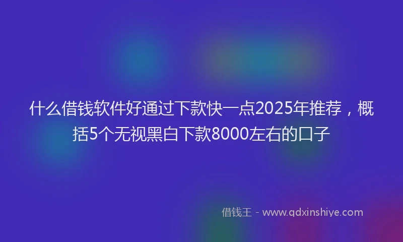 什么借钱软件好通过下款快一点2025年推荐,概括5个无视黑白下款8000左右的口子