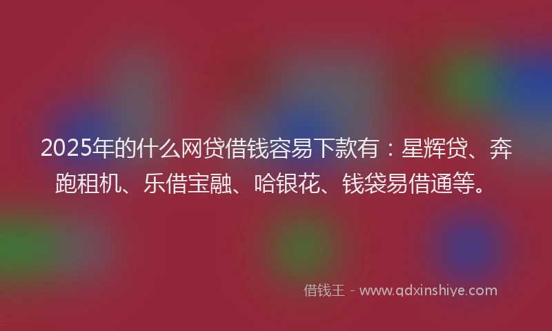2025年的什么网贷借钱容易下款有：星辉贷、奔跑租机、乐借宝融、哈银花、钱袋易借通等。