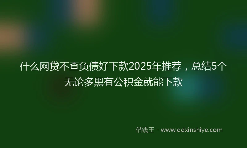 什么网贷不查负债好下款2025年推荐，总结5个无论多黑有公积金就能下款