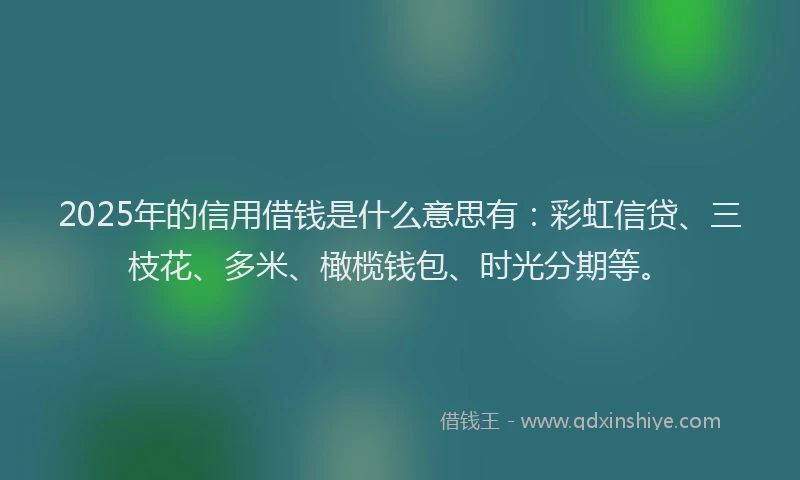 2025年的信用借钱是什么意思有：彩虹信贷、三枝花、多米、橄榄钱包、时光分期等。