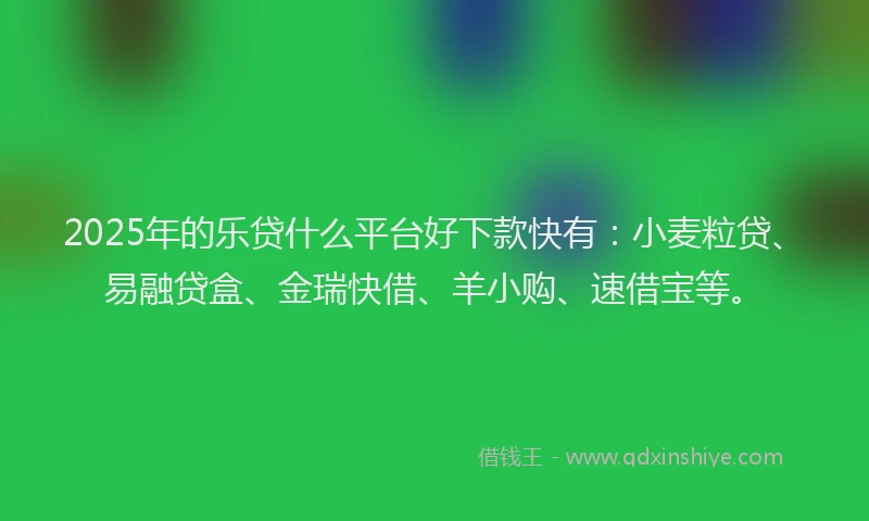 2025年的乐贷什么平台好下款快有：小麦粒贷、易融贷盒、金瑞快借、羊小购、速借宝等。