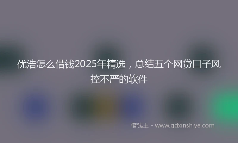 优浩怎么借钱2025年精选，总结五个网贷口子风控不严的软件