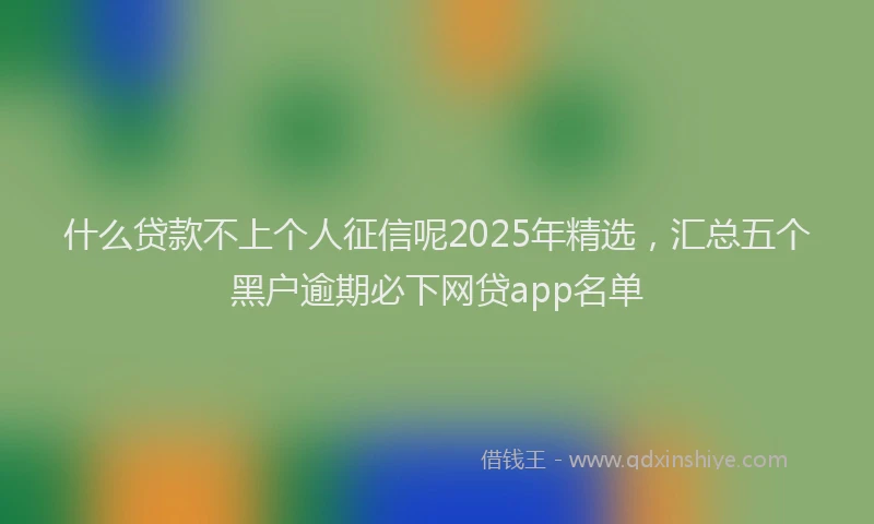 什么贷款不上个人征信呢2025年精选，汇总五个黑户逾期必下网贷app名单