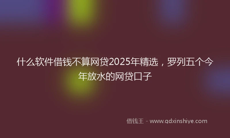 什么软件借钱不算网贷2025年精选，罗列五个今年放水的网贷口子