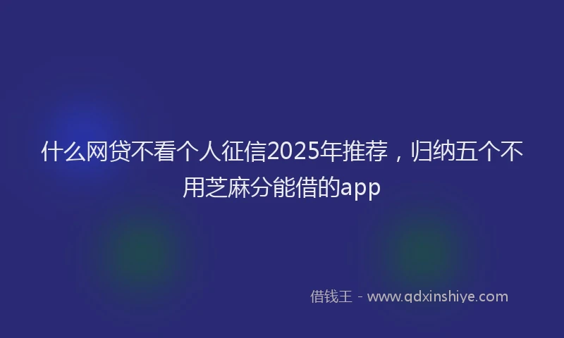 什么网贷不看个人征信2025年推荐，归纳五个不用芝麻分能借的app