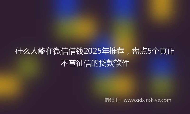 什么人能在微信借钱2025年推荐，盘点5个真正不查征信的贷款软件