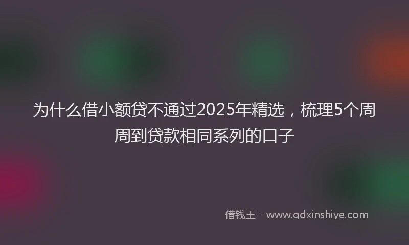 为什么借小额贷不通过2025年精选，梳理5个周周到贷款相同系列的口子