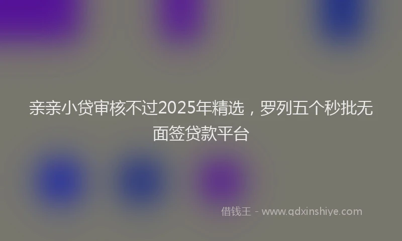 亲亲小贷审核不过2025年精选，罗列五个秒批无面签贷款平台