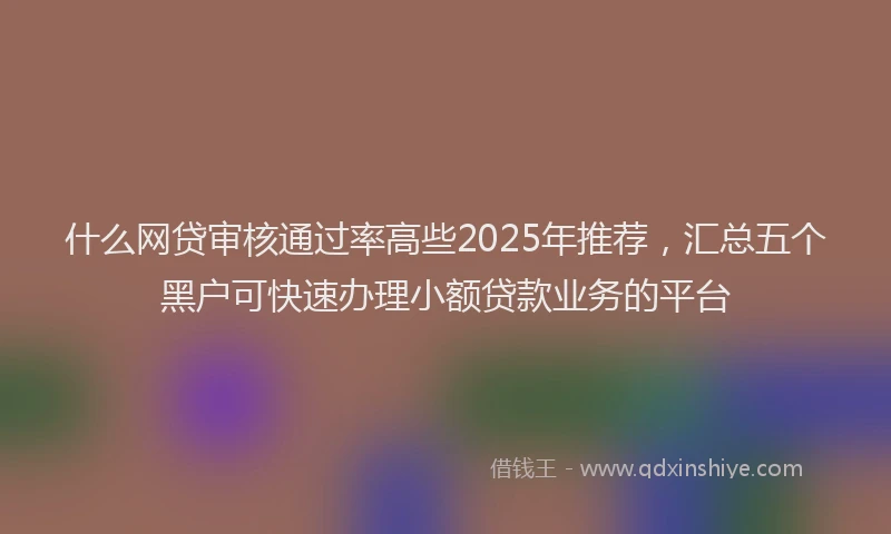 什么网贷审核通过率高些2025年推荐，汇总五个黑户可快速办理小额贷款业务的平台