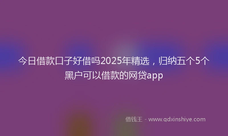 今日借款口子好借吗2025年精选,归纳五个5个黑户可以借款的网贷app