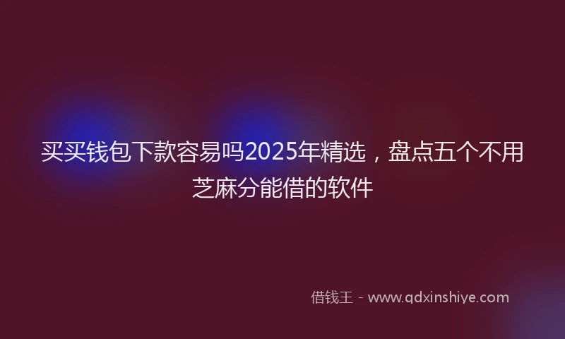 买买钱包下款容易吗2025年精选，盘点五个不用芝麻分能借的软件