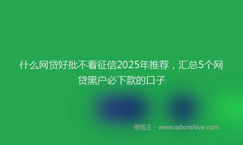 什么网贷好批不看征信2025年推荐，汇总5个网贷黑户必下款的口子