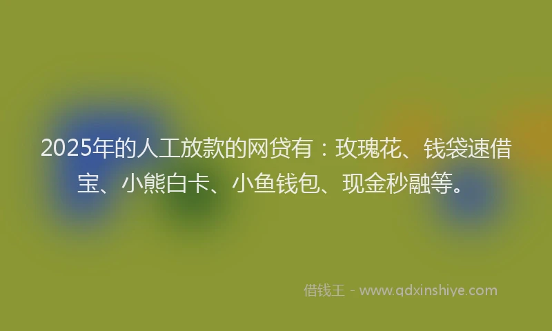 2025年的人工放款的网贷有:玫瑰花、钱袋速借宝、小熊白卡、小鱼钱包、现金秒融等。