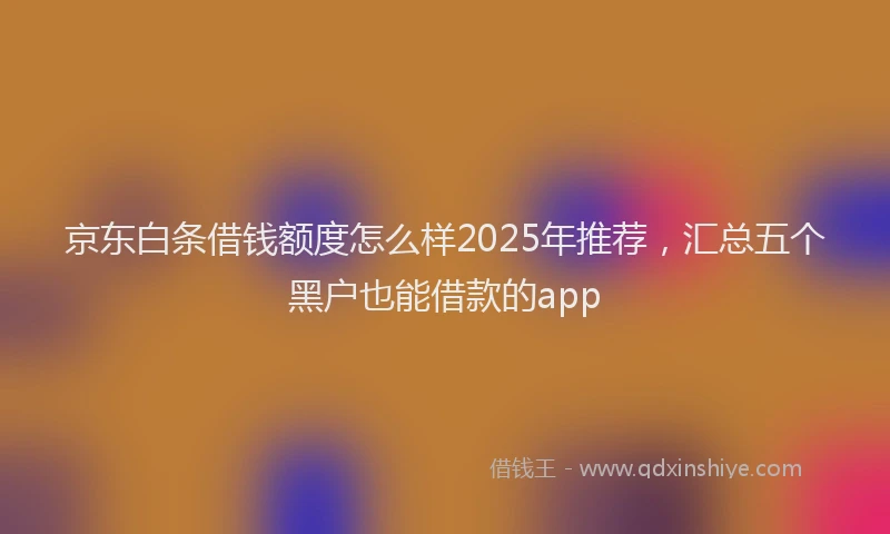 京东白条借钱额度怎么样2025年推荐，汇总五个黑户也能借款的app