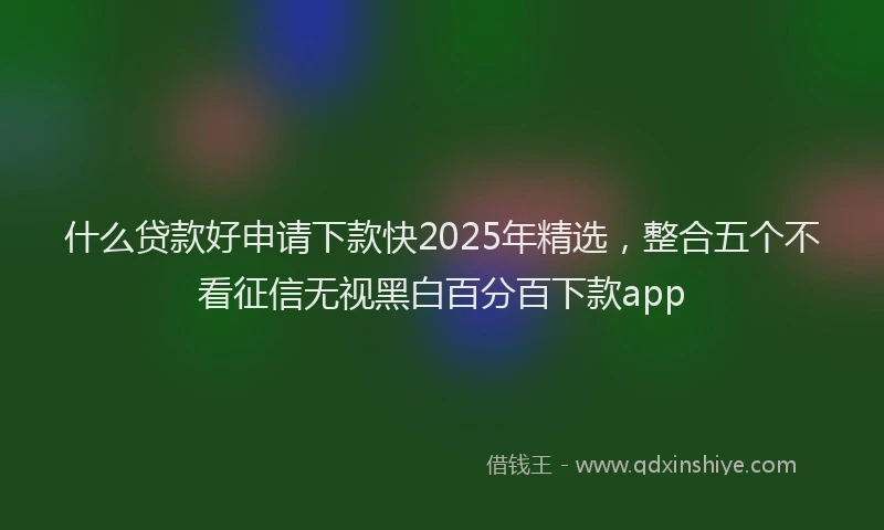 什么贷款好申请下款快2025年精选，整合五个不看征信无视黑白百分百下款app