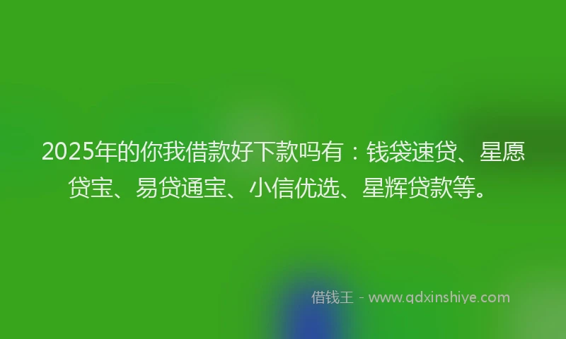 2025年的你我借款好下款吗有：钱袋速贷、星愿贷宝、易贷通宝、小信优选、星辉贷款等。