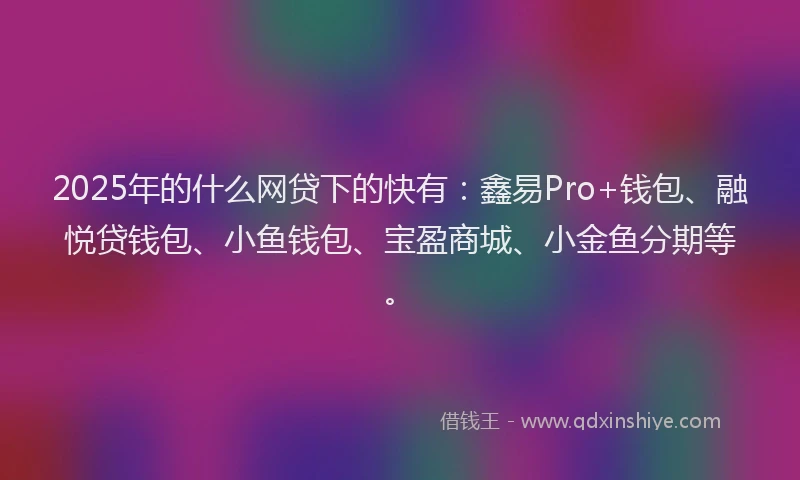 2025年的什么网贷下的快有：鑫易Pro+钱包、融悦贷钱包、小鱼钱包、宝盈商城、小金鱼分期等。