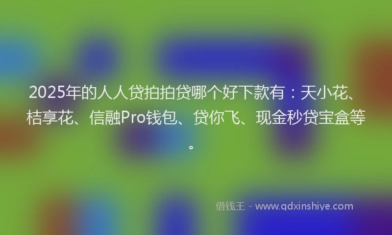 2025年的人人贷拍拍贷哪个好下款有：天小花、桔享花、信融Pro钱包、贷你飞、现金秒贷宝盒等。