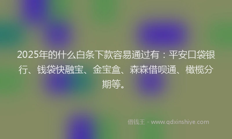 2025年的什么白条下款容易通过有：平安口袋银行、钱袋快融宝、金宝盒、森森借呗通、橄榄分期等。