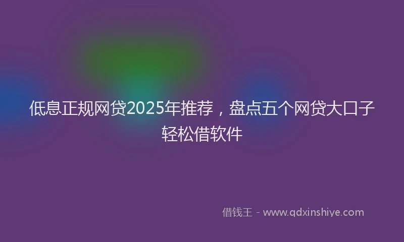 低息正规网贷2025年推荐，盘点五个网贷大口子轻松借软件