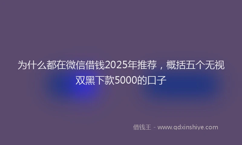 为什么都在微信借钱2025年推荐，概括五个无视双黑下款5000的口子