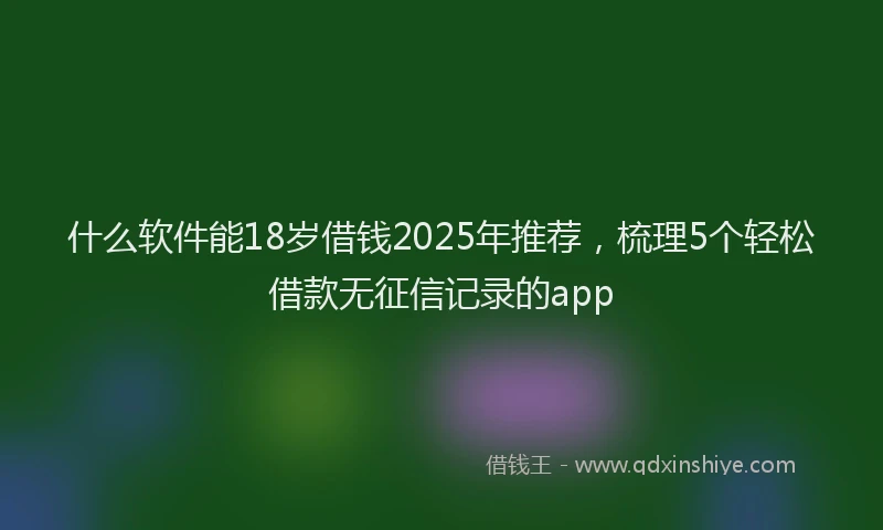 什么软件能18岁借钱2025年推荐，梳理5个轻松借款无征信记录的app