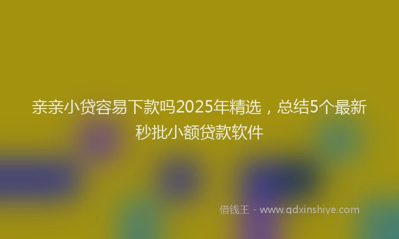 亲亲小贷容易下款吗2025年精选，总结5个最新秒批小额贷款软件