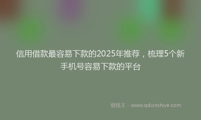 信用借款最容易下款的2025年推荐，梳理5个新手机号容易下款的平台