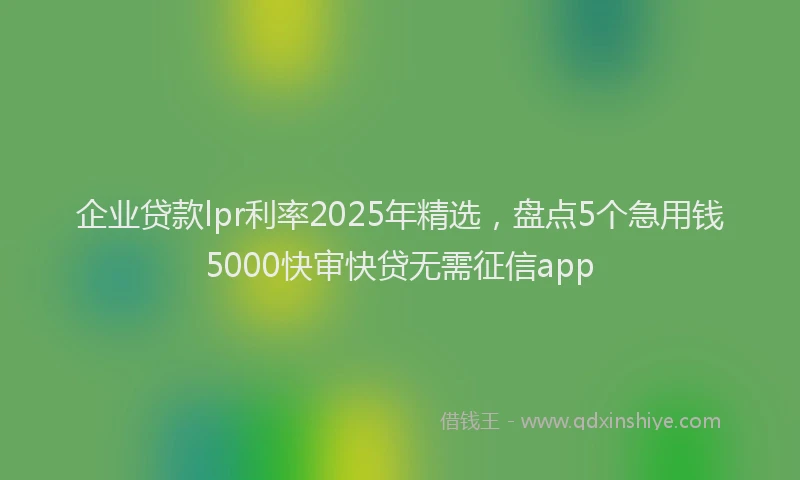 企业贷款lpr利率2025年精选，盘点5个急用钱5000快审快贷无需征信app