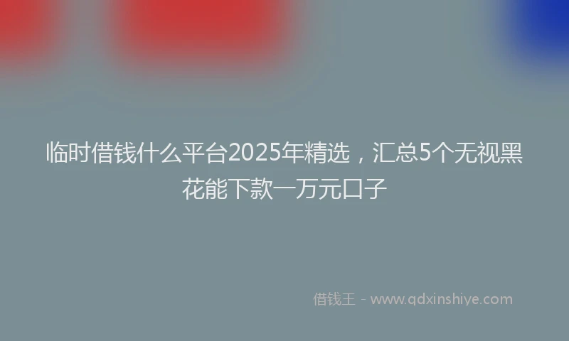 临时借钱什么平台2025年精选，汇总5个无视黑花能下款一万元口子