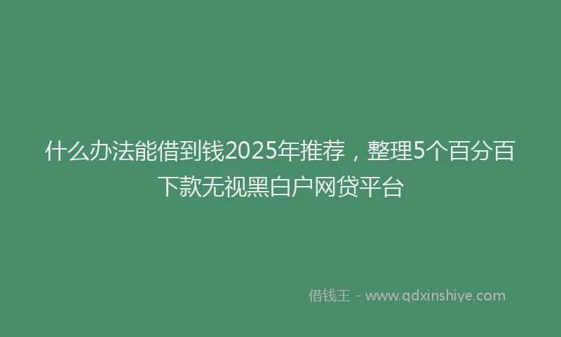 什么办法能借到钱2025年推荐，整理5个百分百下款无视黑白户网贷平台