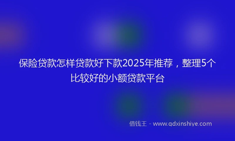 保险贷款怎样贷款好下款2025年推荐，整理5个比较好的小额贷款平台