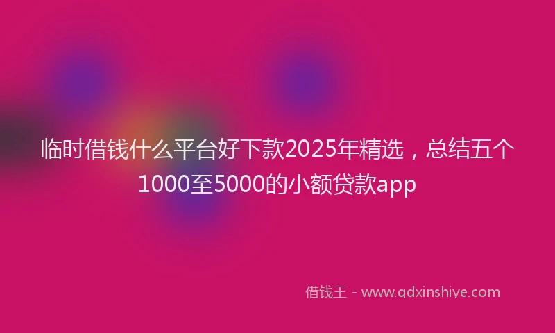 临时借钱什么平台好下款2025年精选，总结五个1000至5000的小额贷款app