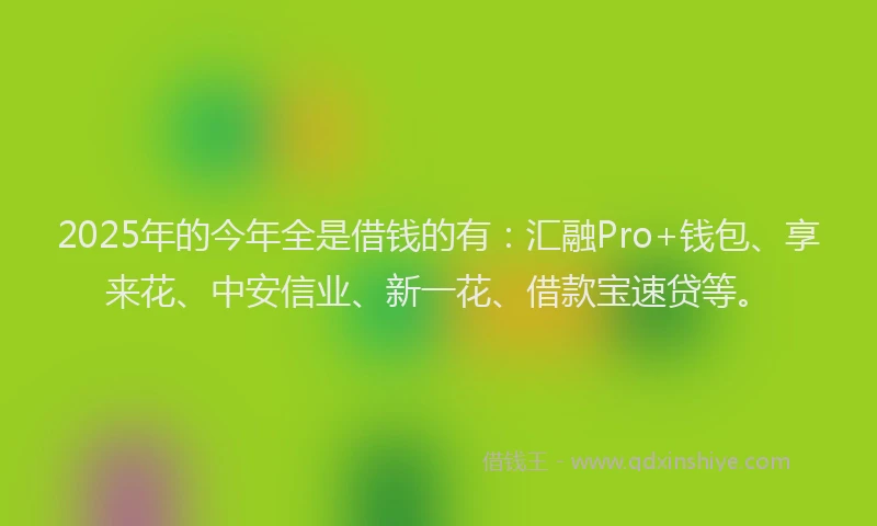2025年的今年全是借钱的有：汇融Pro+钱包、享来花、中安信业、新一花、借款宝速贷等。