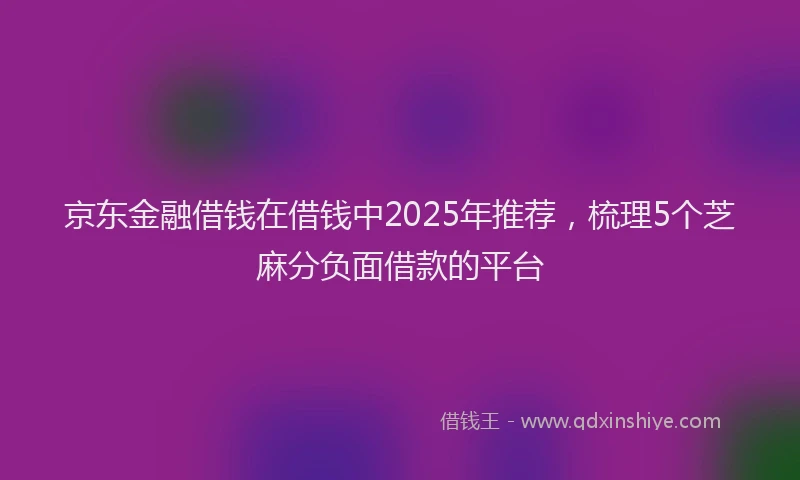 京东金融借钱在借钱中2025年推荐，梳理5个芝麻分负面借款的平台