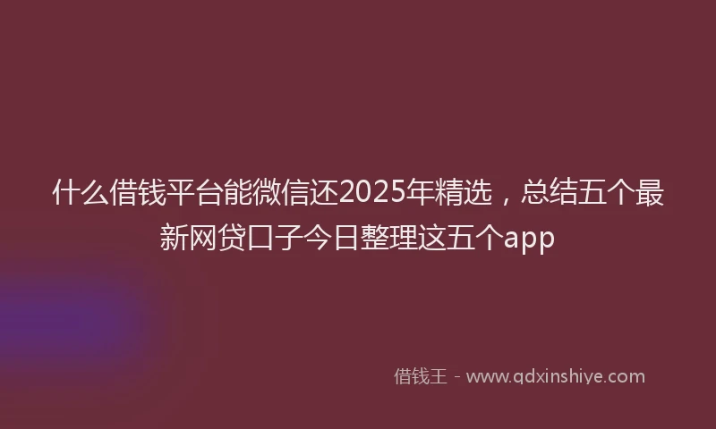 什么借钱平台能微信还2025年精选，总结五个最新网贷口子今日整理这五个app