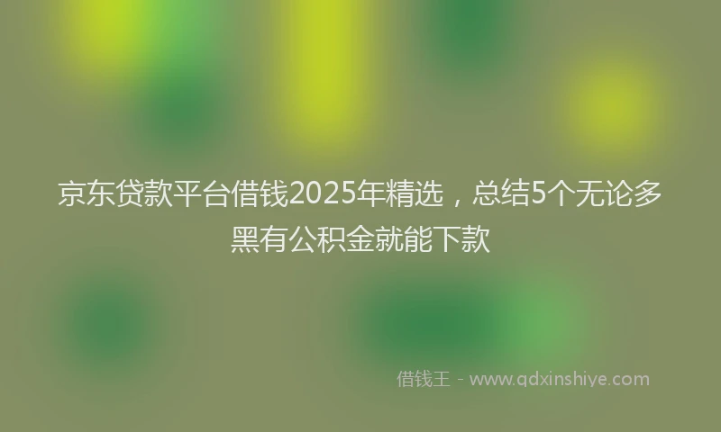 京东贷款平台借钱2025年精选，总结5个无论多黑有公积金就能下款