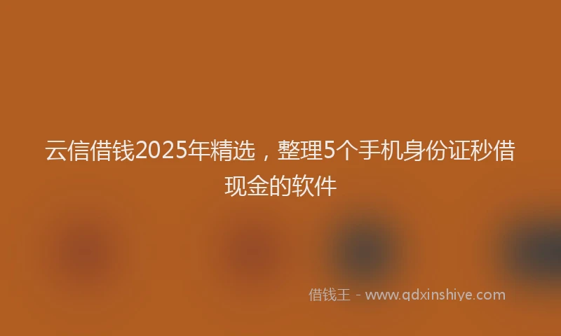云信借钱2025年精选，整理5个手机身份证秒借现金的软件