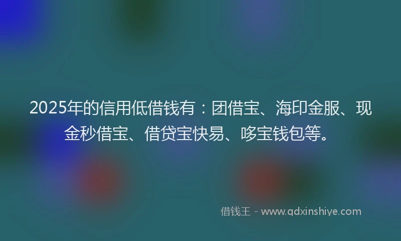 2025年的信用低借钱有：团借宝、海印金服、现金秒借宝、借贷宝快易、哆宝钱包等。