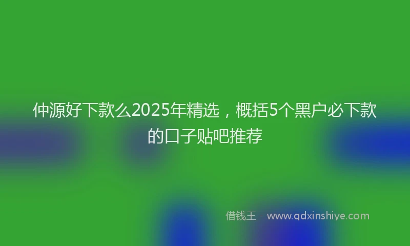 仲源好下款么2025年精选，概括5个黑户必下款的口子贴吧推荐