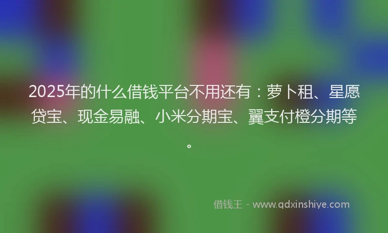 2025年的什么借钱平台不用还有：萝卜租、星愿贷宝、现金易融、小米分期宝、翼支付橙分期等。