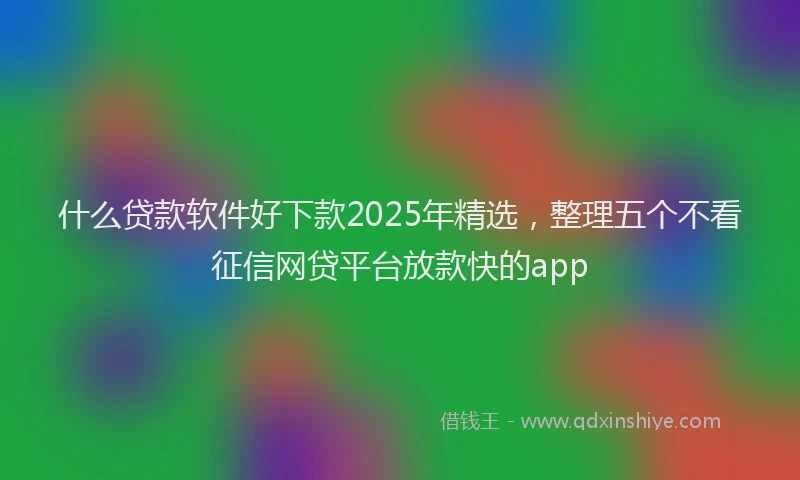 什么贷款软件好下款2025年精选，整理五个不看征信网贷平台放款快的app