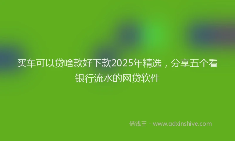 买车可以贷啥款好下款2025年精选，分享五个看银行流水的网贷软件