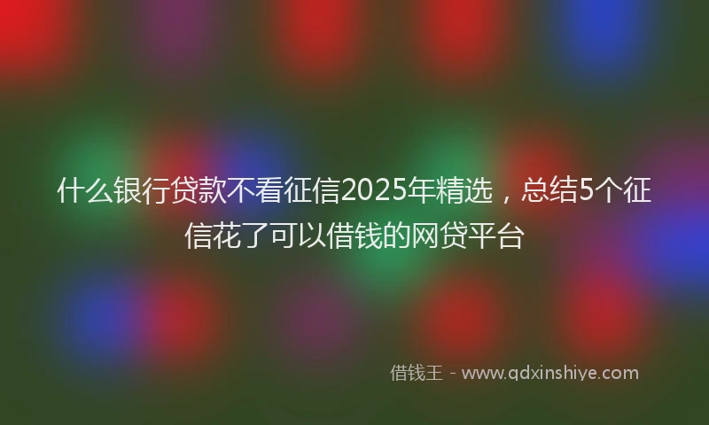 什么银行贷款不看征信2025年精选，总结5个征信花了可以借钱的网贷平台