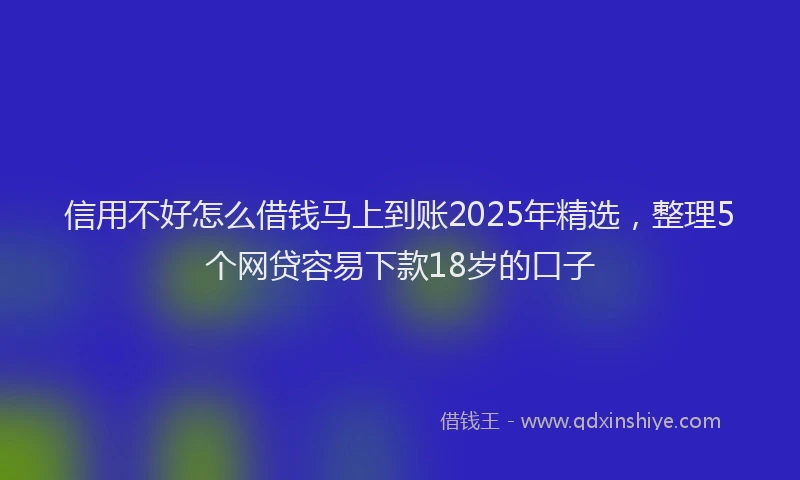 信用不好怎么借钱马上到账2025年精选，整理5个网贷容易下款18岁的口子