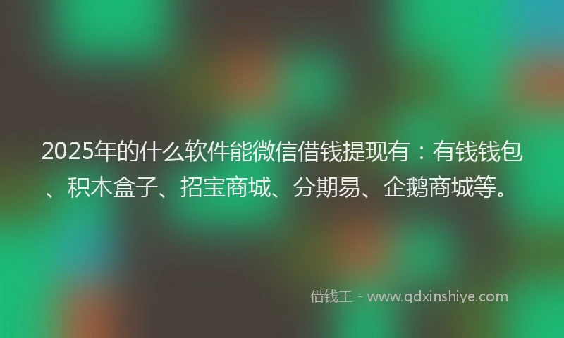 2025年的什么软件能微信借钱提现有：有钱钱包、积木盒子、招宝商城、分期易、企鹅商城等。