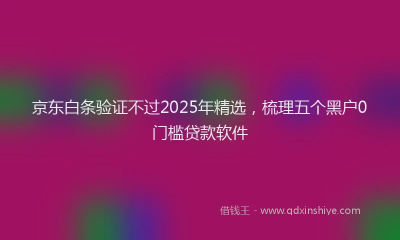 京东白条验证不过2025年精选，梳理五个黑户0门槛贷款软件